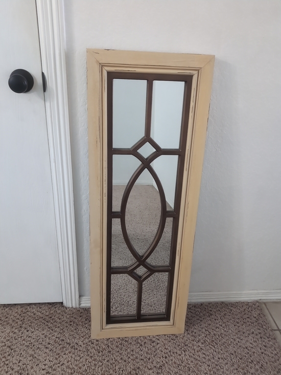 Ballard Designs Other - Cream Framed Wall Mirror with Brown Leaded Decorative Overlay